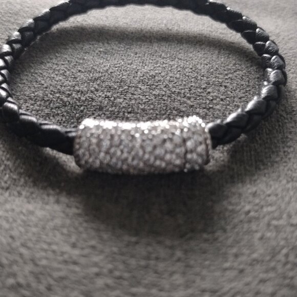 Judith Ripka Sterling Silver/leather Bracelet - Picture 3 of 4